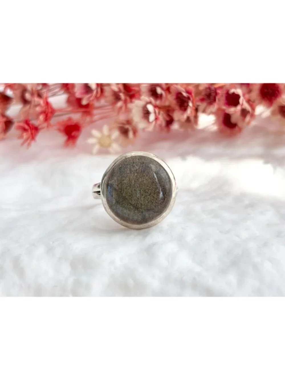 Labradorite Gemstone Cabochon Sterling Silver 925 Vintage Ring - sz 6.25